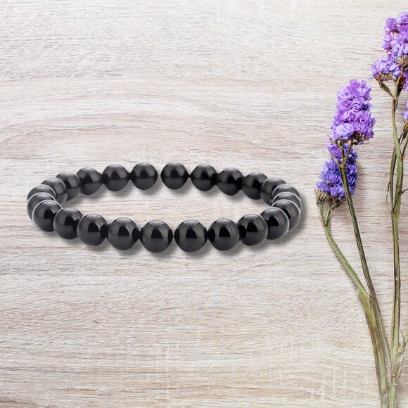Natural Stone Healing Black Onyx Round Beads Stretch Bracelet Yoga Jewelry 8 MM - Picture 7 of 10